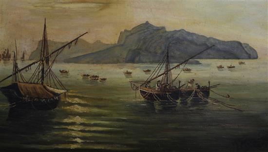Oil on canvas, fishing boats